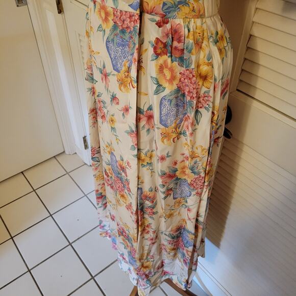 90s Floral Wrap Midi Dress Liz Claiborne Rayon Shoulder Pads Size 6 - Picture 6 of 8